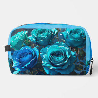 Abstract teal and turquoise roses cosmetic bag