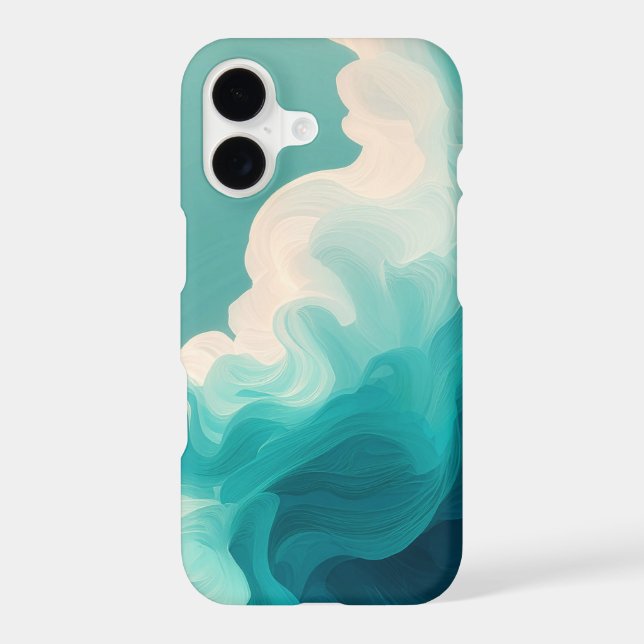 Abstract Teal and White Flowing Waves (Back)