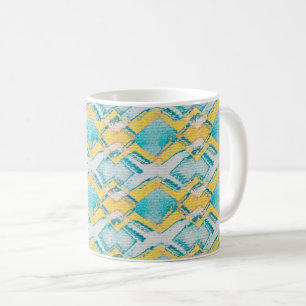 Abstract Teal and Yellow Diamonds Coffee Mug