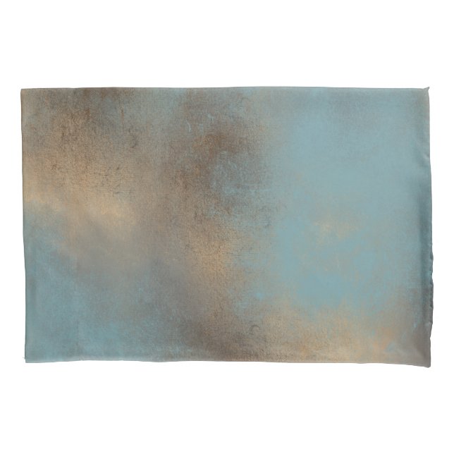 Abstract Teal Blue Gold Art Pillowcase (Front)