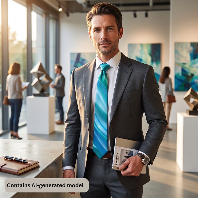 Abstract Teal Blue Wave Tie (Creator Uploaded)