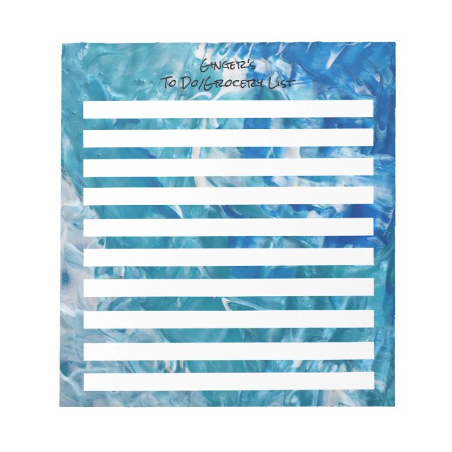 Abstract Teal Blue White Notepad (Front)
