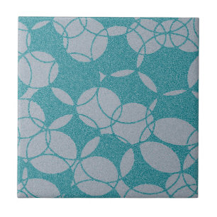 Abstract Teal Circles Pattern Tile