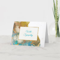 Abstract Teal Gold Agate Watercolor Sympathy