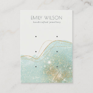 Abstract Teal Green Glitter 3 Earring Display Business Card