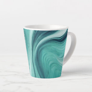 Abstract Teal Green Liquid Pour Latte Mug