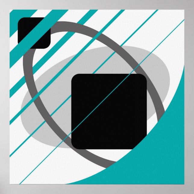 Abstract Teal Grey Off-White Black AP0002 Poster (Front)