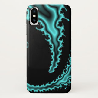 Abstract teal on black fractal Case-Mate iPhone case