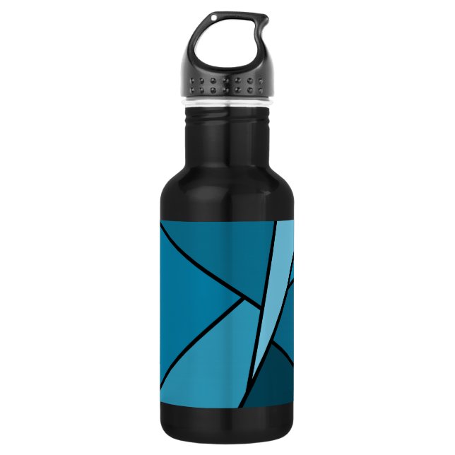 Abstract Teal Polygons 532 Ml Water Bottle (Front)