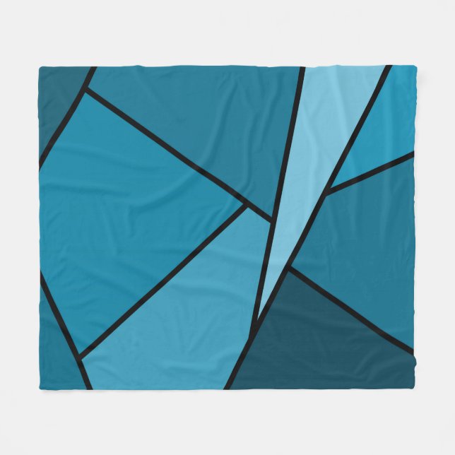 Abstract Teal Polygons Fleece Blanket (Front (Horizontal))