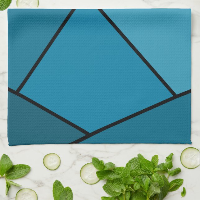 Abstract Teal Polygons Tea Towel (Folded)