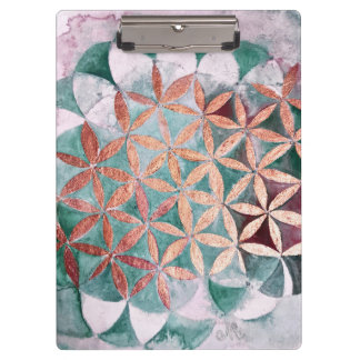 Abstract Teal Rose Gold Watercolor Rosette Pattern Clipboard
