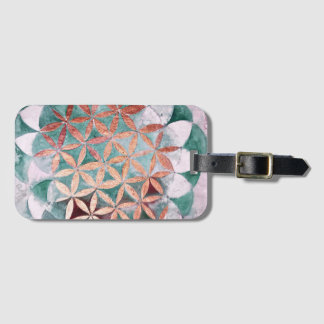 Abstract Teal Rose Gold Watercolor Rosette Pattern Luggage Tag