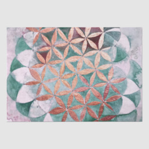 Abstract Teal Rose Gold Watercolor Rosette Pattern Tissue Paper