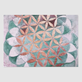 Abstract Teal Rose Gold Watercolor Rosette Pattern Tissue Paper