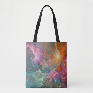Abstract Teal Sea Foam Floral Cloud Landscape Tote Bag