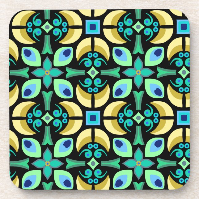 Abstract teal tile  coaster (Front)