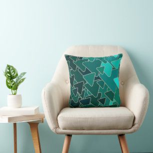 Abstract Teal Triangle Geometric Cushion