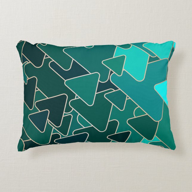 Abstract Teal Triangle Geometric Decorative Cushion (Front)
