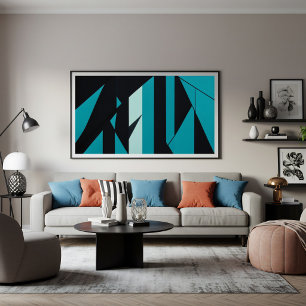 Abstract Teal Turquoise Black Design Canvas Print