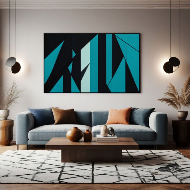 Abstract Teal Turquoise Black Design Poster (Creator Uploaded)