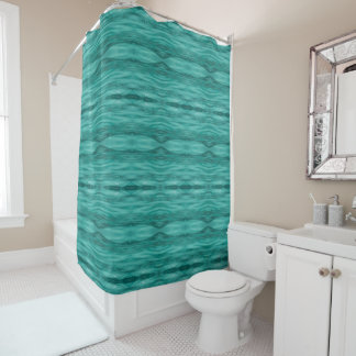 Abstract teal water ripples L-size pattern Shower Curtain