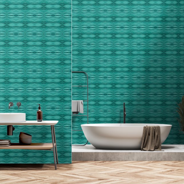 Abstract teal water ripples M-size pattern Wallpaper (Bathroom)