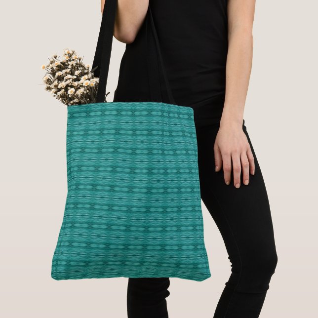 Abstract teal water ripples pattern tote bag (Close Up)