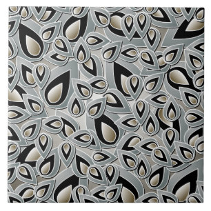 Abstract Teardrop Leaf Ceramic Tile