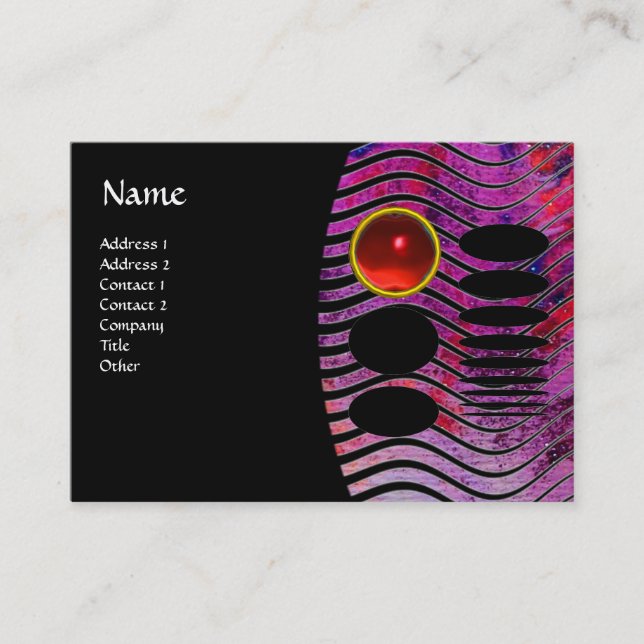ABSTRACT TECHNO MONOGRAM red ruby Business Card (Front)