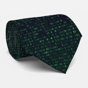Abstract Technology Binary Code Digital IT Pattern Tie