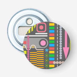 Abstract Technology Control Panel Pattern Bottle Opener