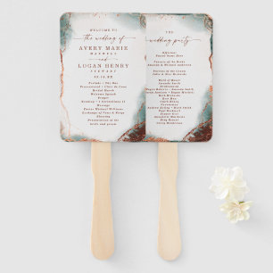 Abstract Terra Cotta Wedding Ceremony Program Hand Fan