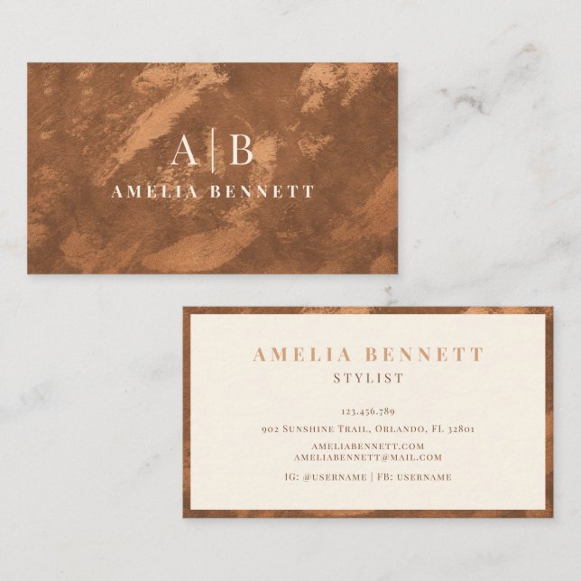Abstract Terracotta Copper Vintage Business Card (Front/Back)