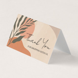 Abstract Terracotta Kraft Scandi Thank You Square  Business Card