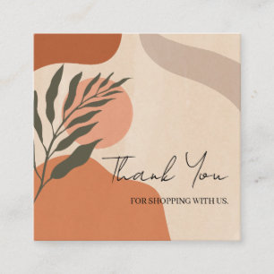 Abstract Terracotta Kraft Scandi Thank You Square  Business Card