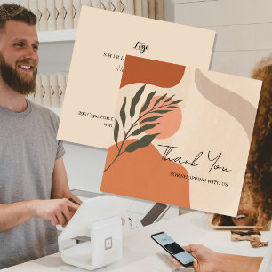 Abstract Terracotta Kraft Scandi Thank You Square Business Card