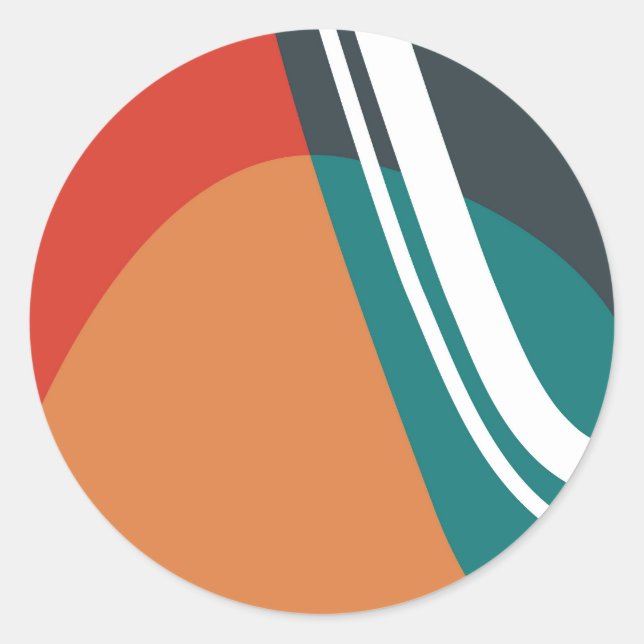 Abstract terracotta red and blue artwork classic round sticker (Front)