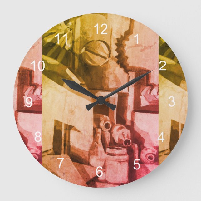 Abstract Terracotta Shades Designer Large Clock (Front)