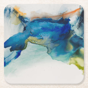 Abstract Terrain - Blue Square Paper Coaster