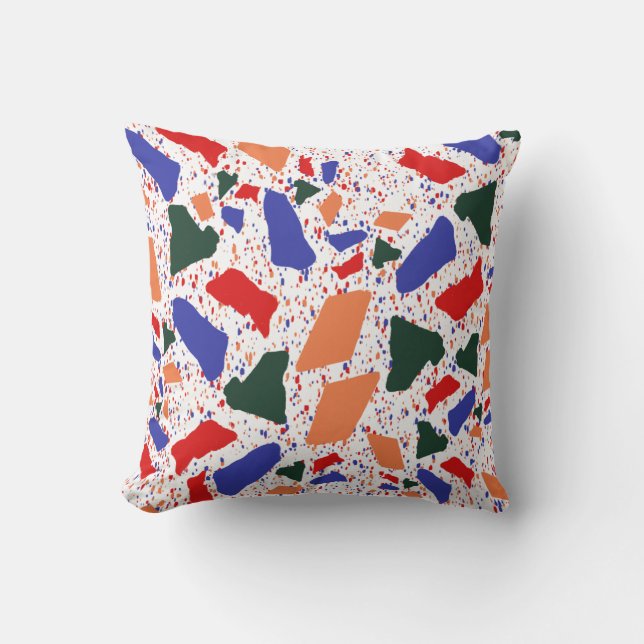 Abstract Terrazzo Hand Drawn Colourful Pattern Cushion (Front)