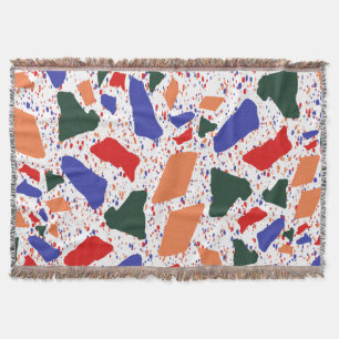 Abstract Terrazzo Hand Drawn Colourful Pattern Throw Blanket