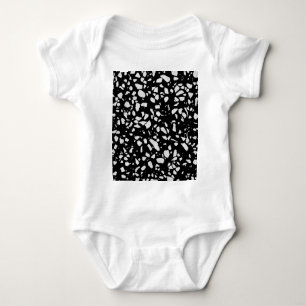 Abstract Terrazzo Mosaic Black and White Pattern Baby Bodysuit