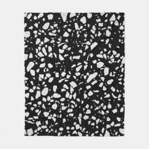 Abstract Terrazzo Mosaic Black and White Pattern Fleece Blanket