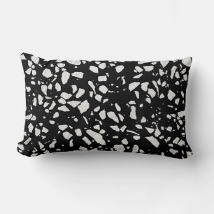 Abstract Terrazzo Mosaic Black and White Pattern  Lumbar Cushion