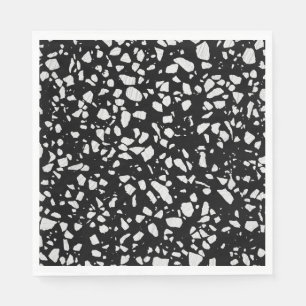 Abstract Terrazzo Mosaic Black and White Pattern Napkin