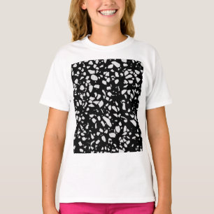 Abstract Terrazzo Mosaic Black and White Pattern T-Shirt
