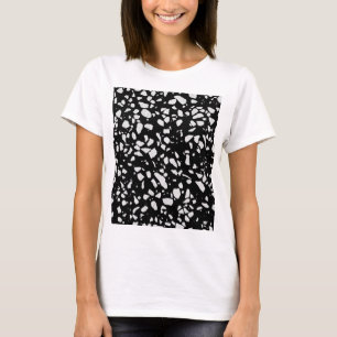 Abstract Terrazzo Mosaic Black and White Pattern T-Shirt