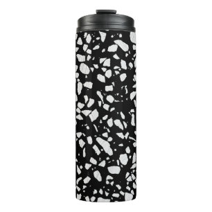 Abstract Terrazzo Mosaic Black and White Pattern Thermal Tumbler