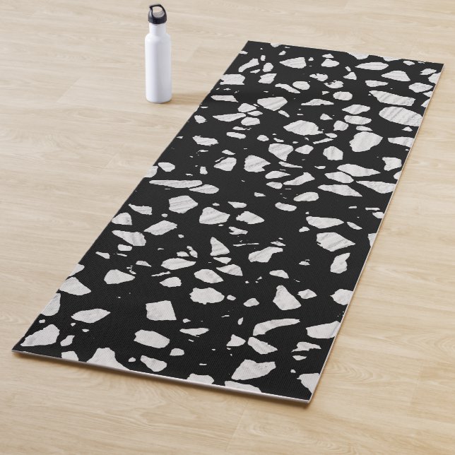Abstract Terrazzo Mosaic Black and White Pattern   Yoga Mat (In Situ)